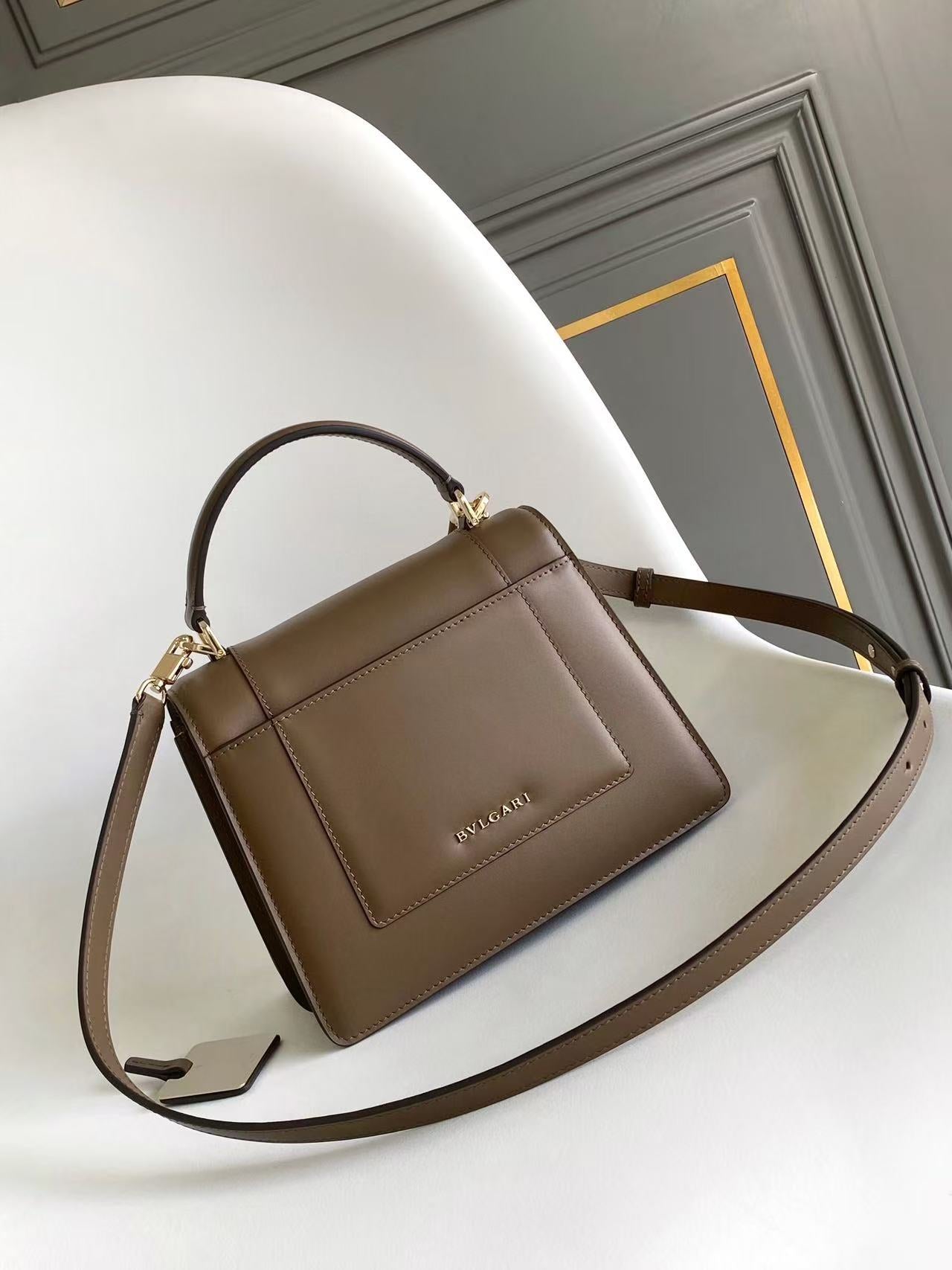 BULGARI SERPENTI FOREVER TOP 20 HANDLE BAG IN BROWN CALFSKIN GOLD HARDWARE
