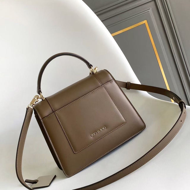 BULGARI SERPENTI FOREVER TOP 20 HANDLE BAG IN BROWN CALFSKIN GOLD HARDWARE
