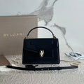 BULGARI SERPENTI FOREVER TOP 19 HANDLE BAG IN BLACK CALFSKIN GOLD HARDWARE