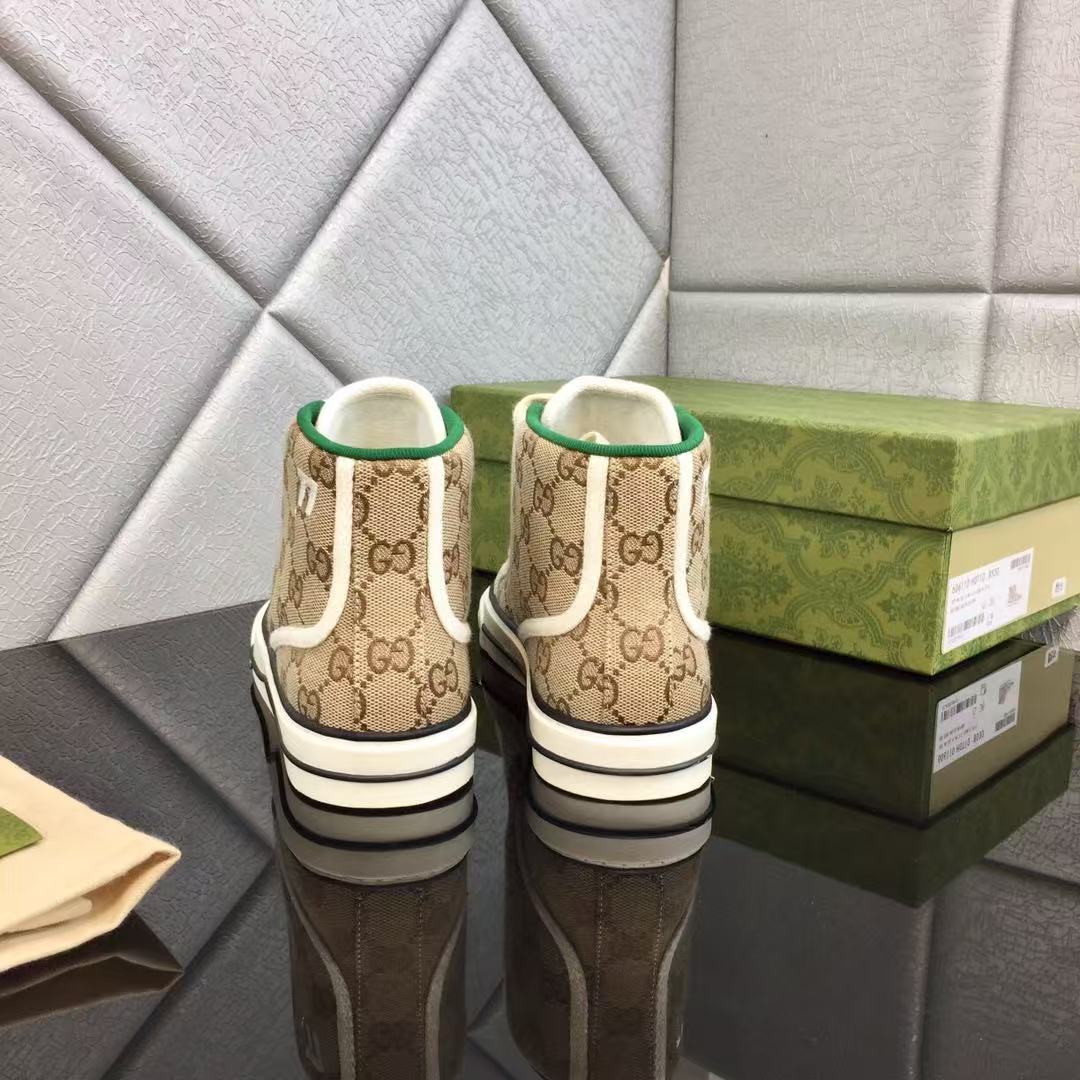 GUCCI TENNIS HIGH-TOP SNEAKERS IN BEIGE GG CANVAS