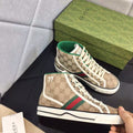 GUCCI TENNIS HIGH-TOP SNEAKERS IN BEIGE GG CANVAS