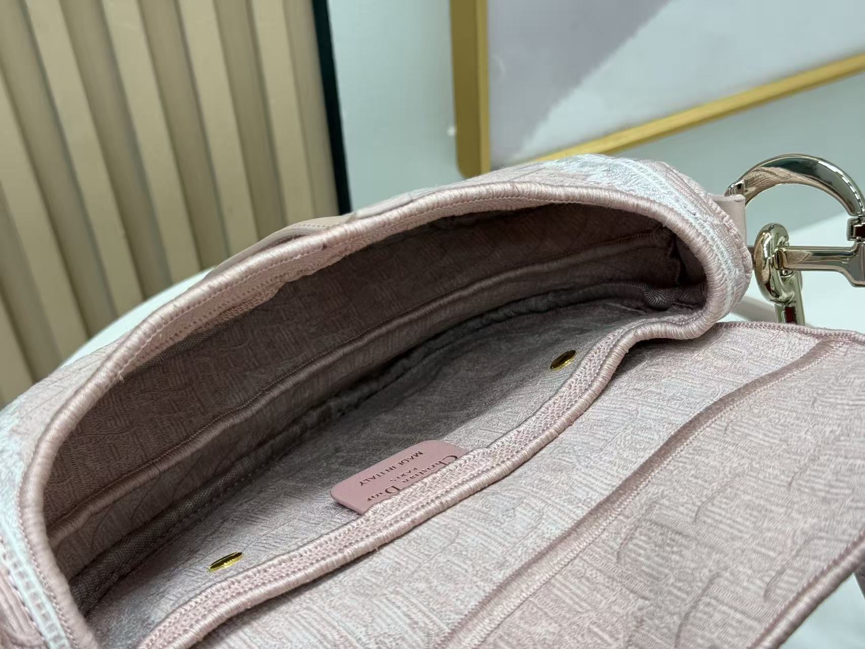 DIOR SMALL SADDLE BAG 24 IN ROSE PINK SOUPIR EMBROIDERY