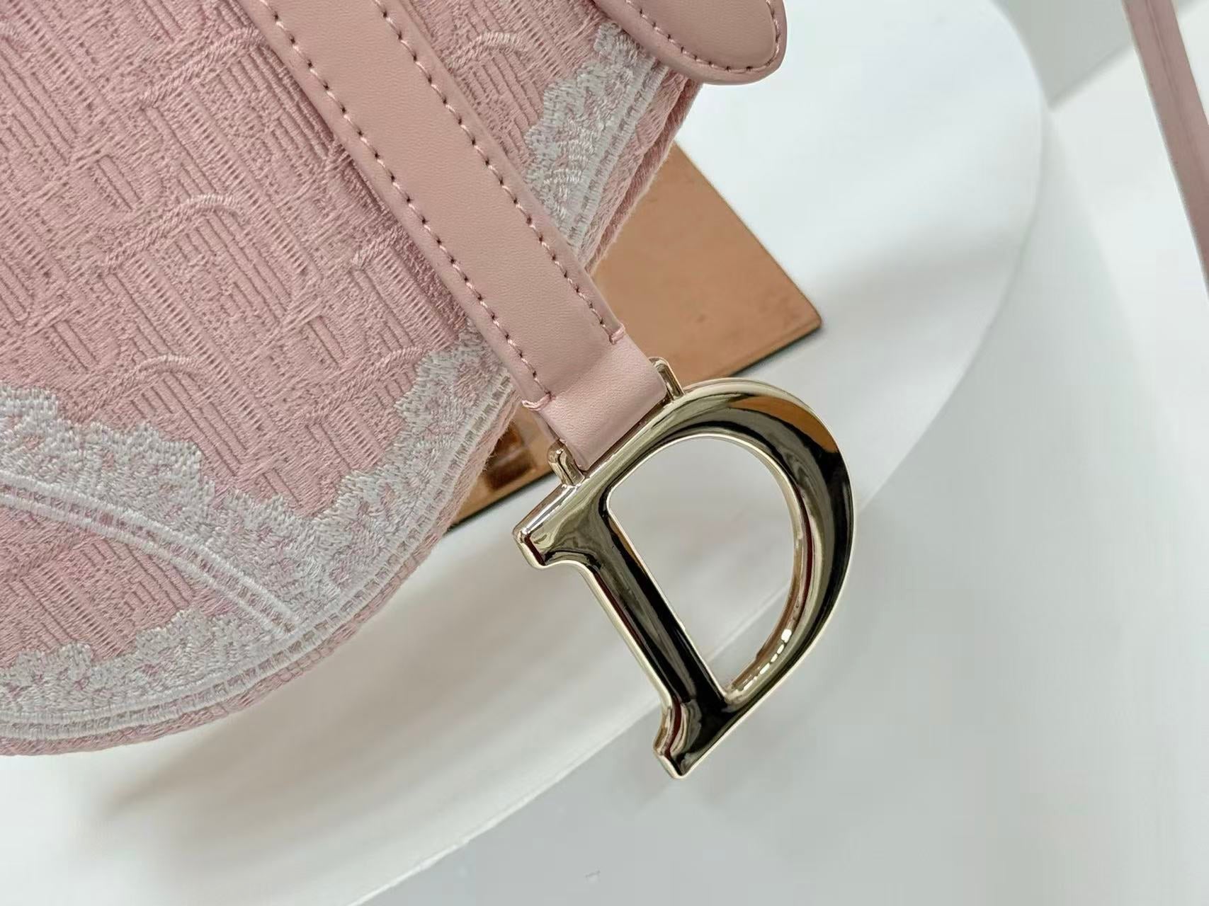 DIOR SMALL SADDLE BAG 24 IN ROSE PINK SOUPIR EMBROIDERY