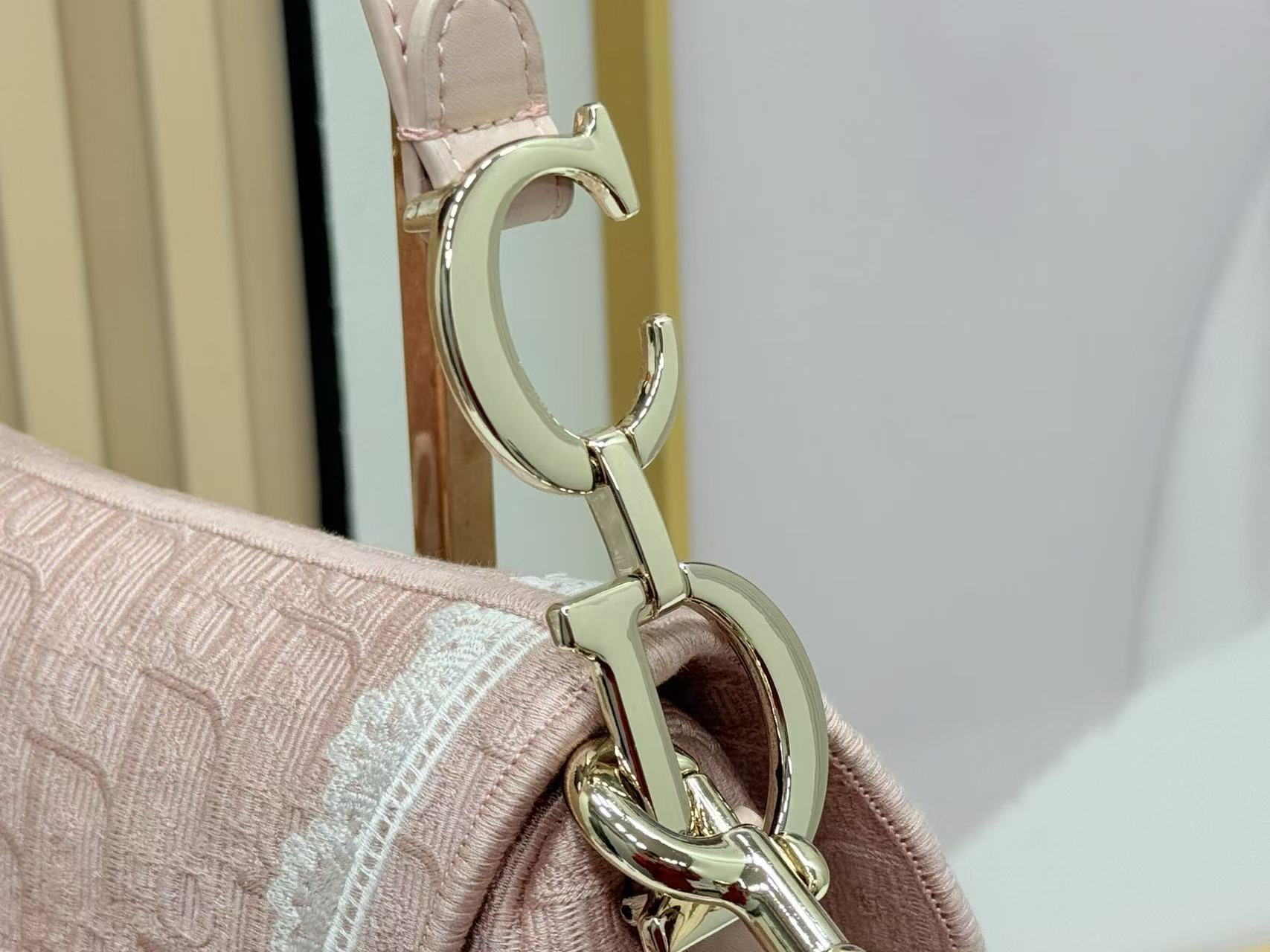 DIOR SMALL SADDLE BAG 24 IN ROSE PINK SOUPIR EMBROIDERY
