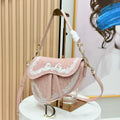 DIOR SMALL SADDLE BAG 24 IN ROSE PINK SOUPIR EMBROIDERY