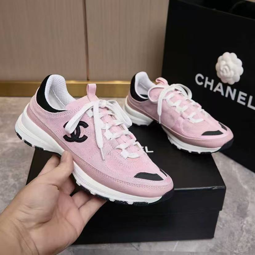 CHANEL 25S LUXURY SNEAKERS IN PINK CALFSKIN AND SUEDE