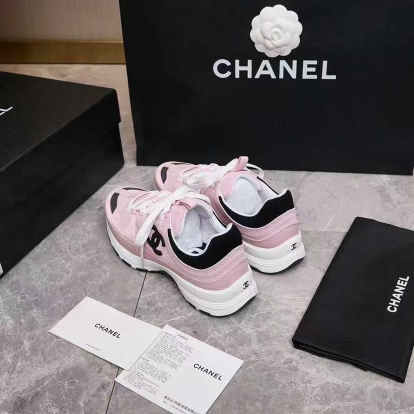 CHANEL 25S LUXURY SNEAKERS IN PINK CALFSKIN AND SUEDE