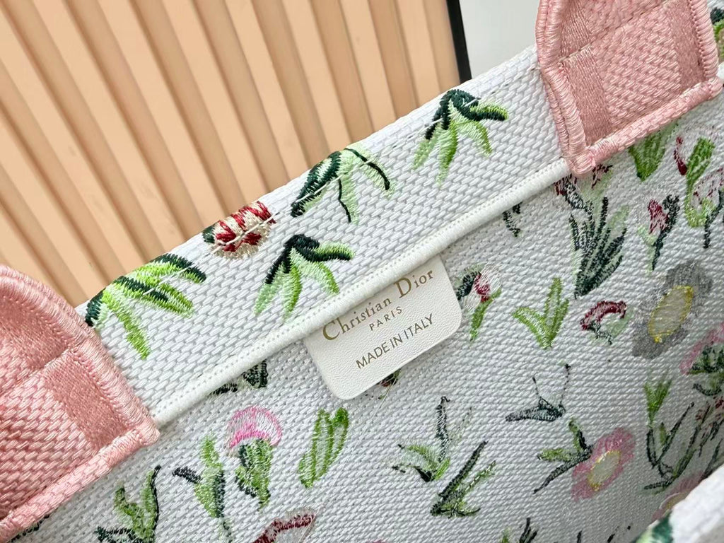 DIOR DAISY GARDEN BOOK TOTE BAG IN COLORFUL EMBROIDERY