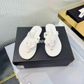 CHANEL THONG SANDALS CAMELLIA IN WHITE CALFSKIN