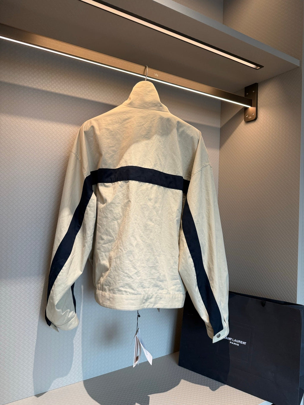 YSL EMBROIDERD JACKET IN MASTIC BEIGE