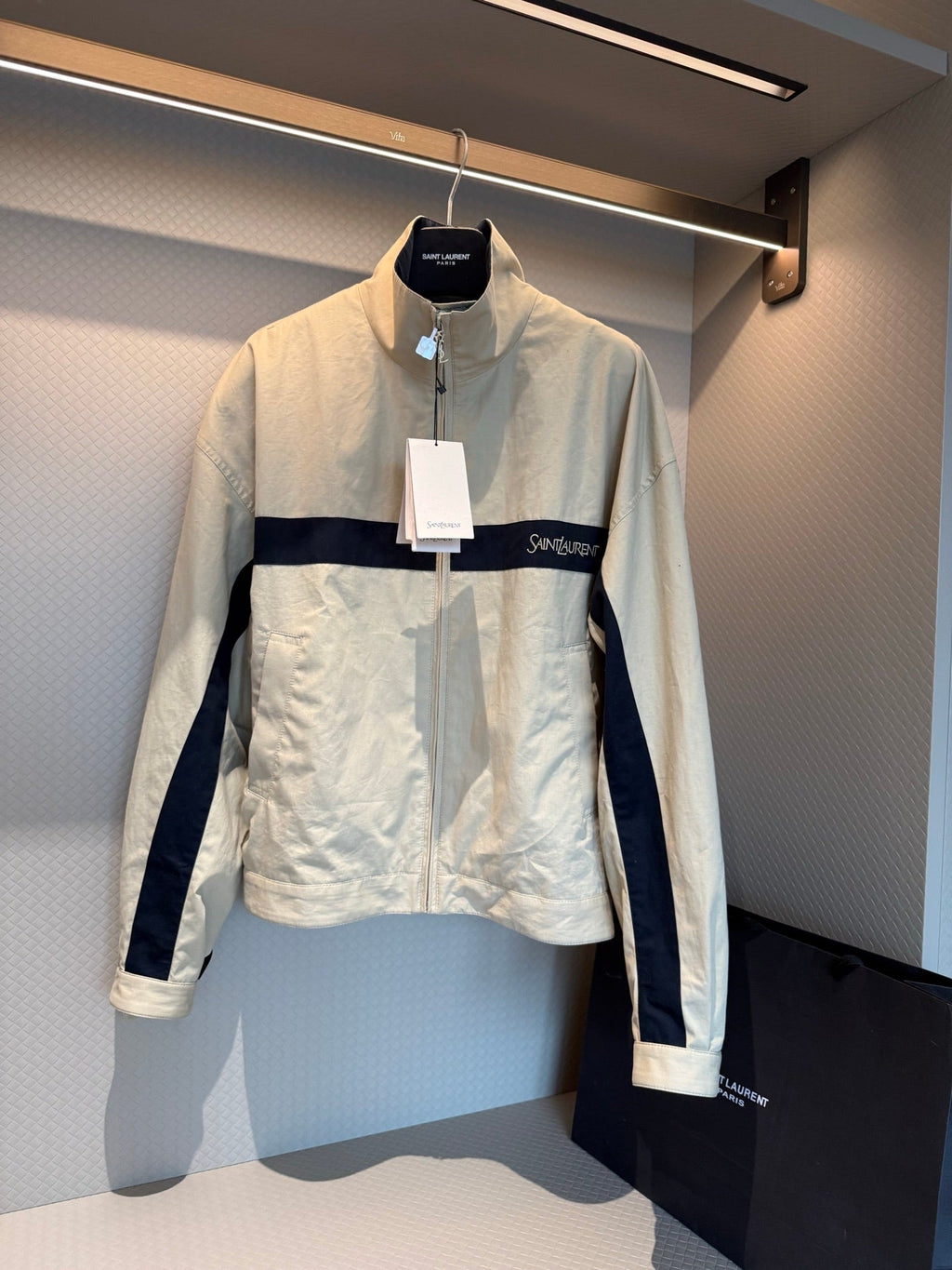 YSL EMBROIDERD JACKET IN MASTIC BEIGE