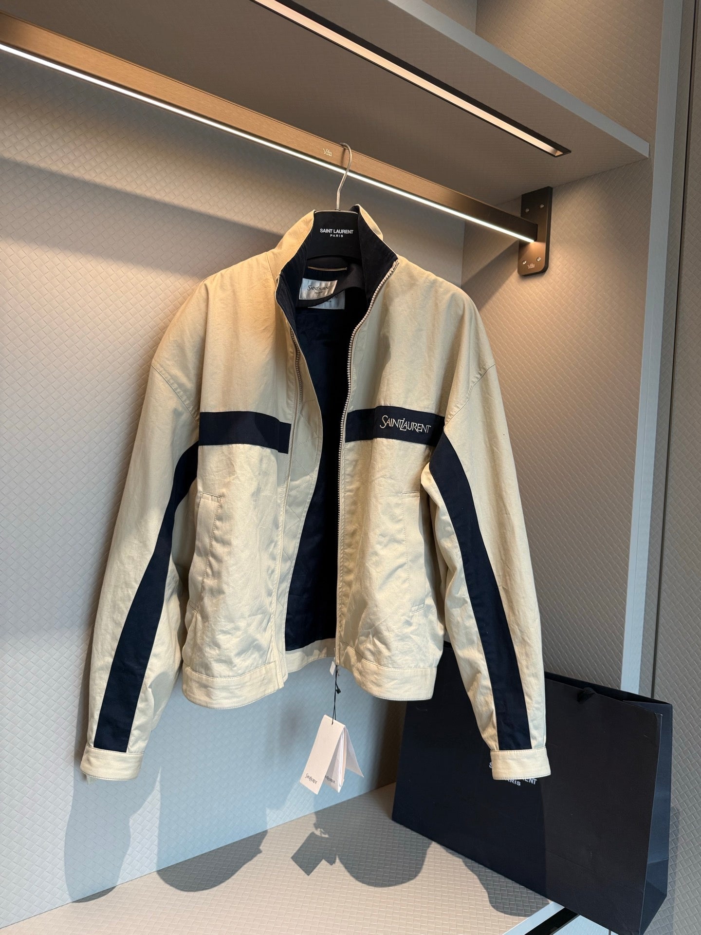 YSL EMBROIDERD JACKET IN MASTIC BEIGE