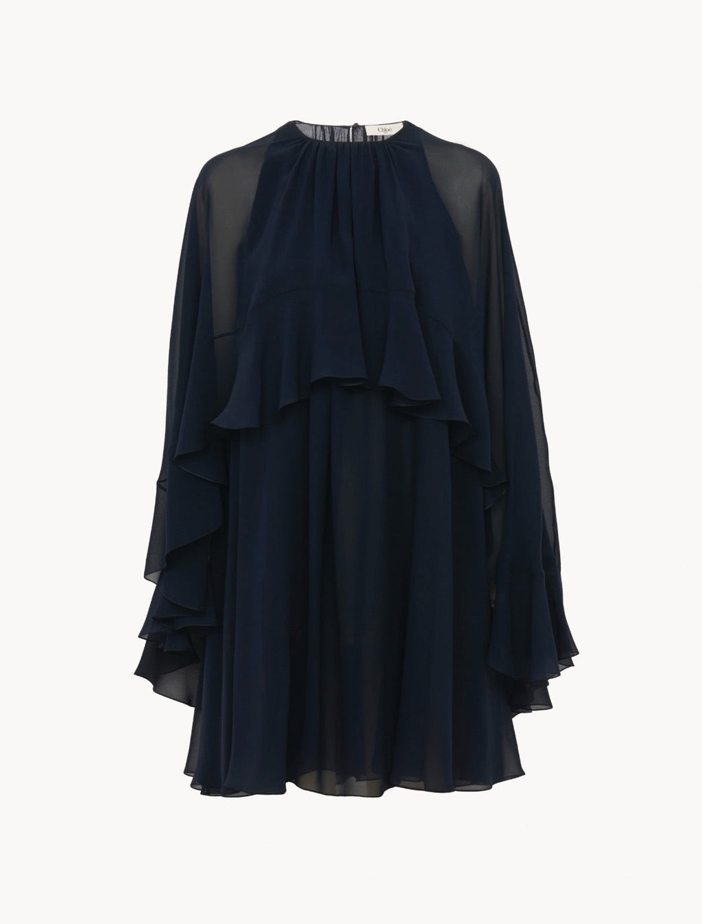 CHLOE FLUID MINI CAPE DRESS