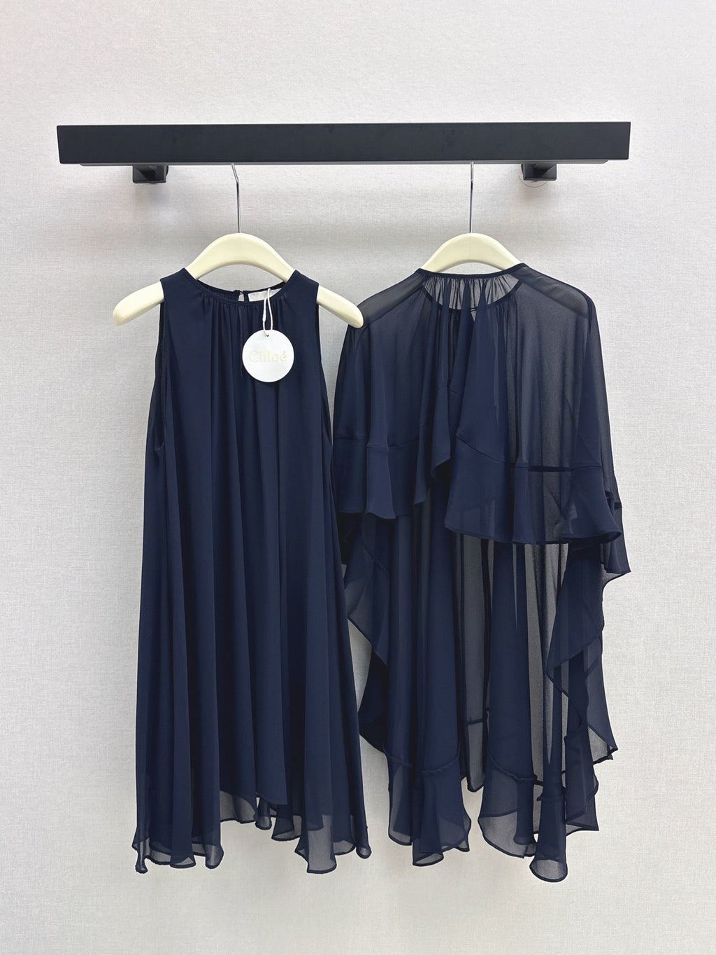 CHLOE FLUID MINI CAPE DRESS