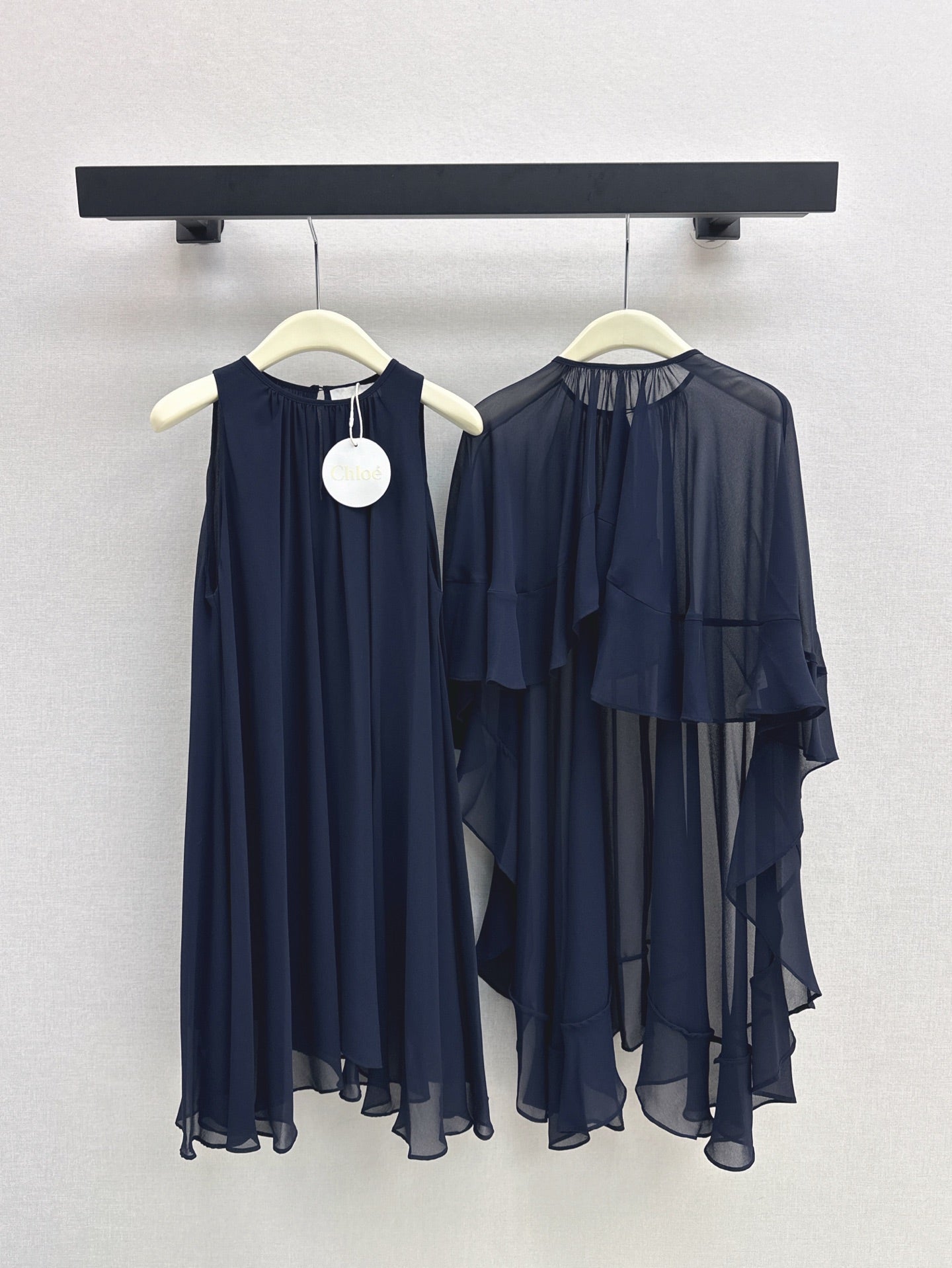 CHLOE FLUID MINI CAPE DRESS