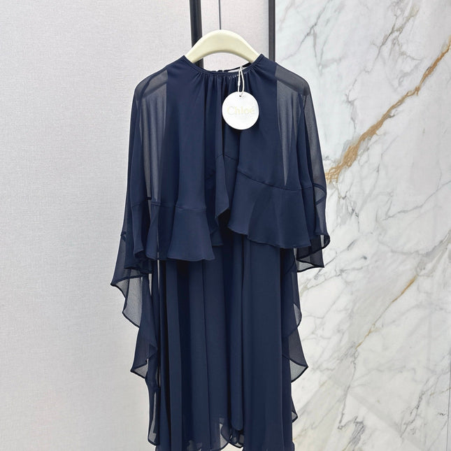 CHLOE FLUID MINI CAPE DRESS