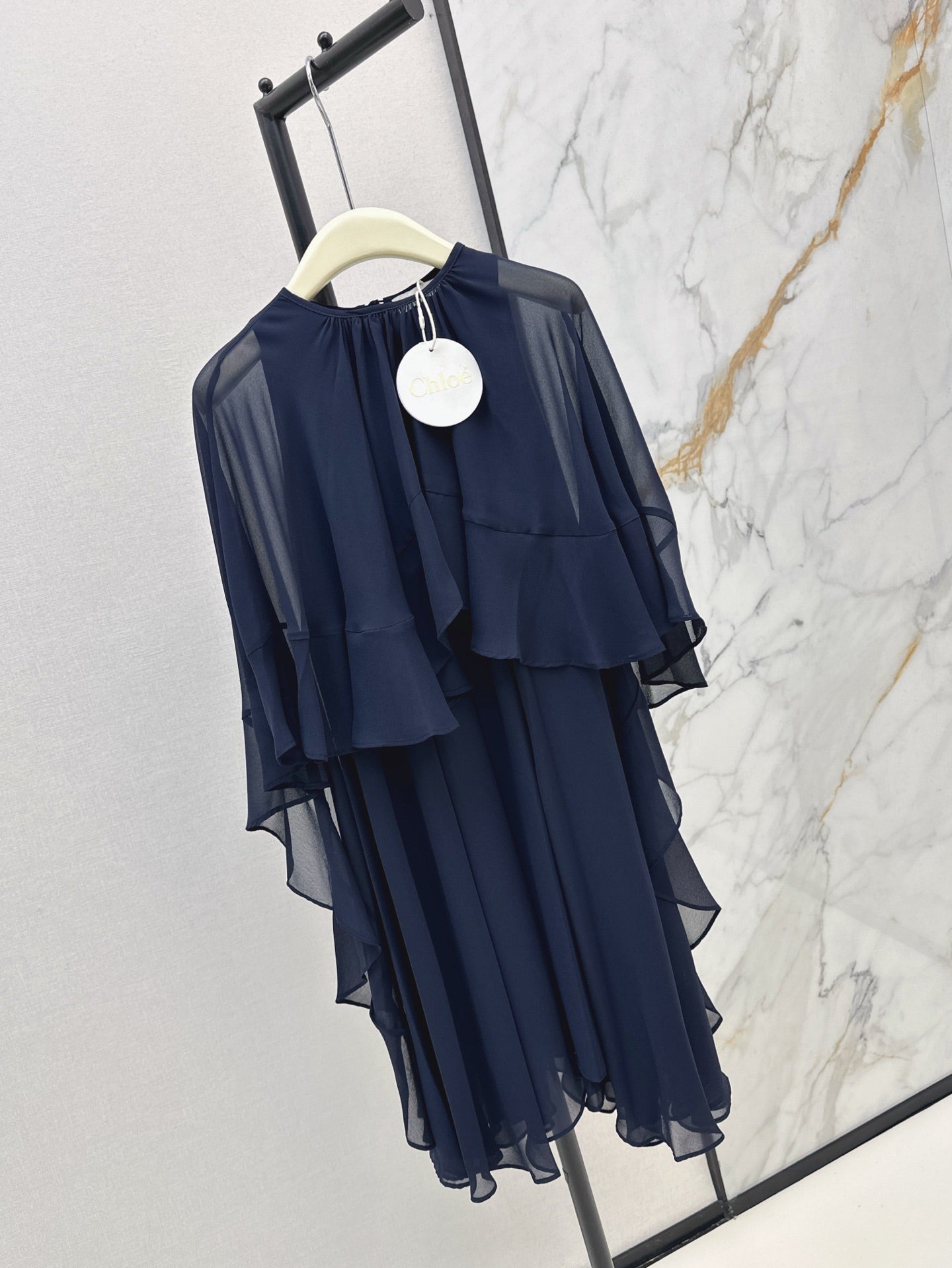 CHLOE FLUID MINI CAPE DRESS