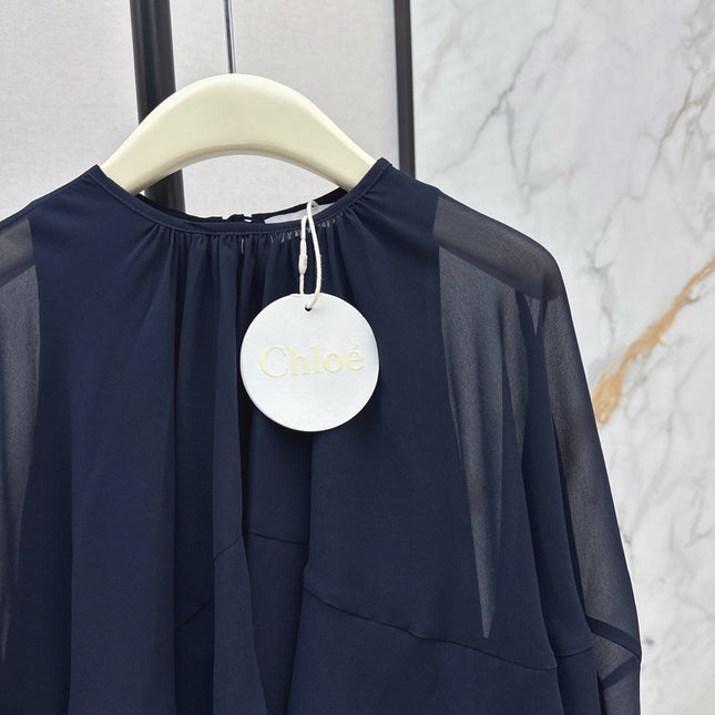 CHLOE FLUID MINI CAPE DRESS