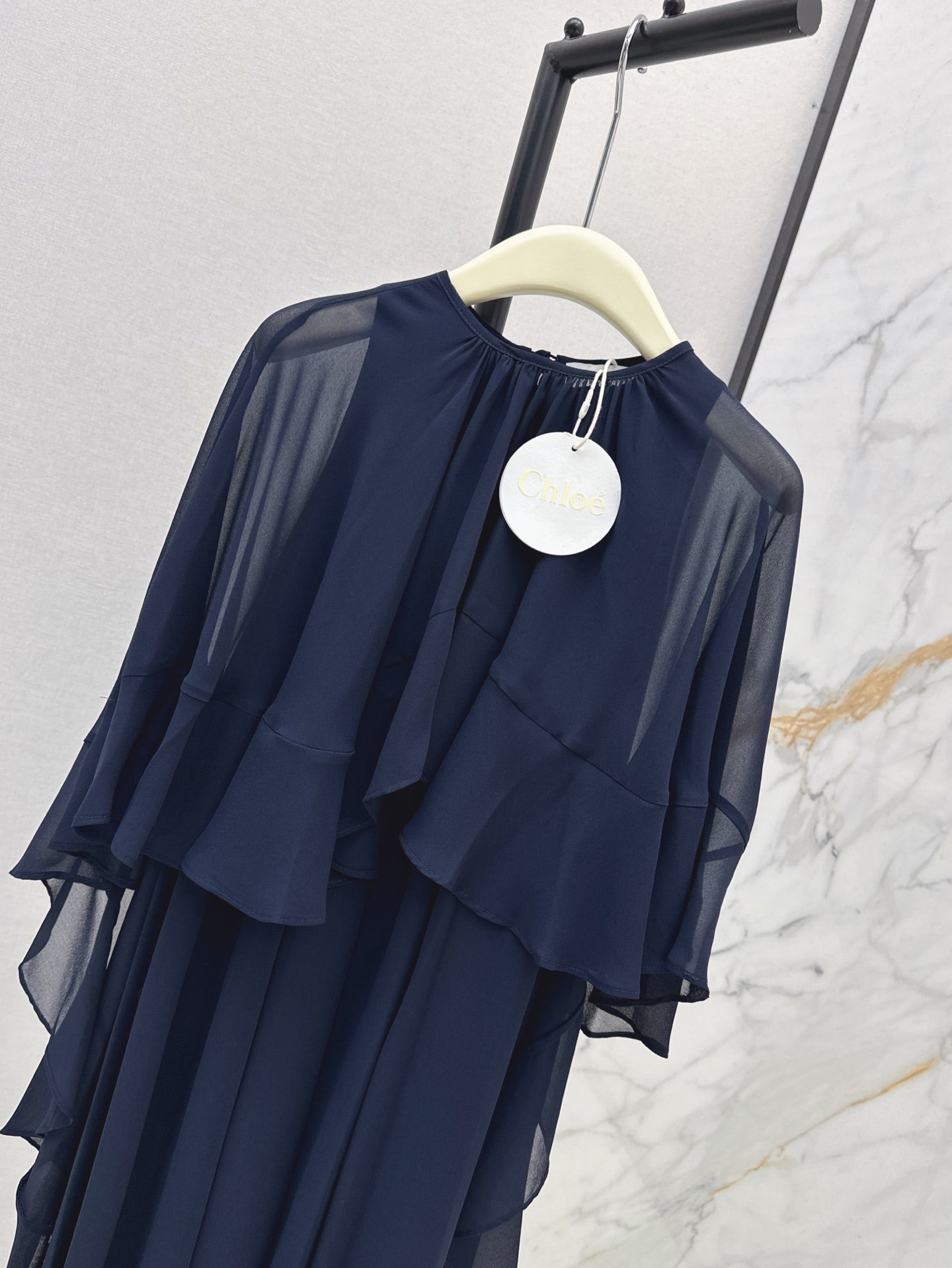 CHLOE FLUID MINI CAPE DRESS