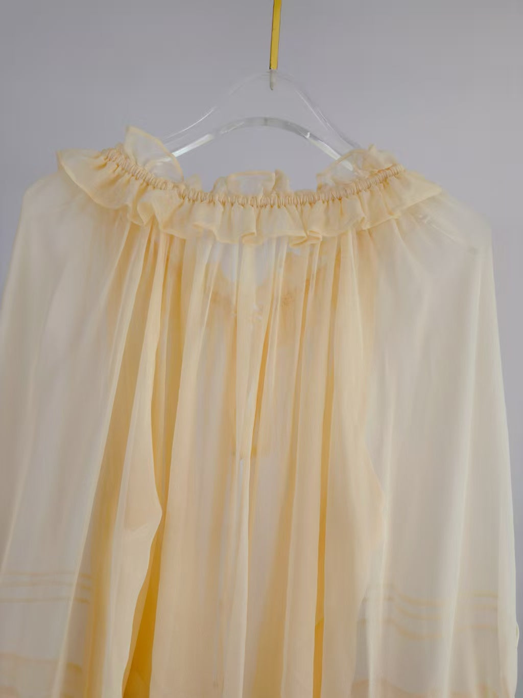 CHLOE TWO-PIECE SET OF RUFFLE-NECK BLOUSE AND CAMISOLE TOP
