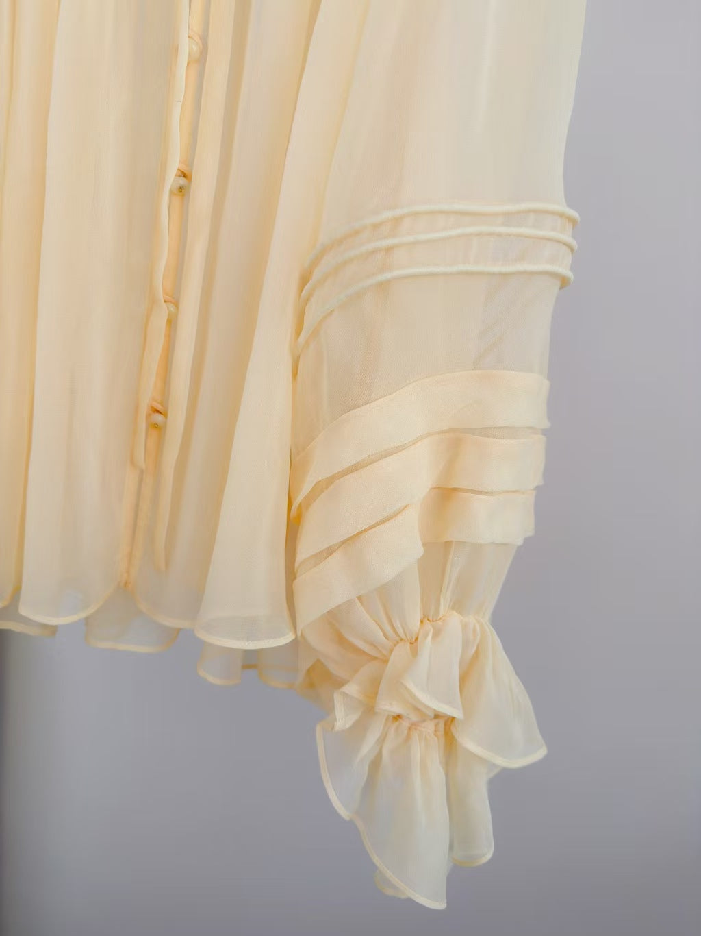 CHLOE TWO-PIECE SET OF RUFFLE-NECK BLOUSE AND CAMISOLE TOP