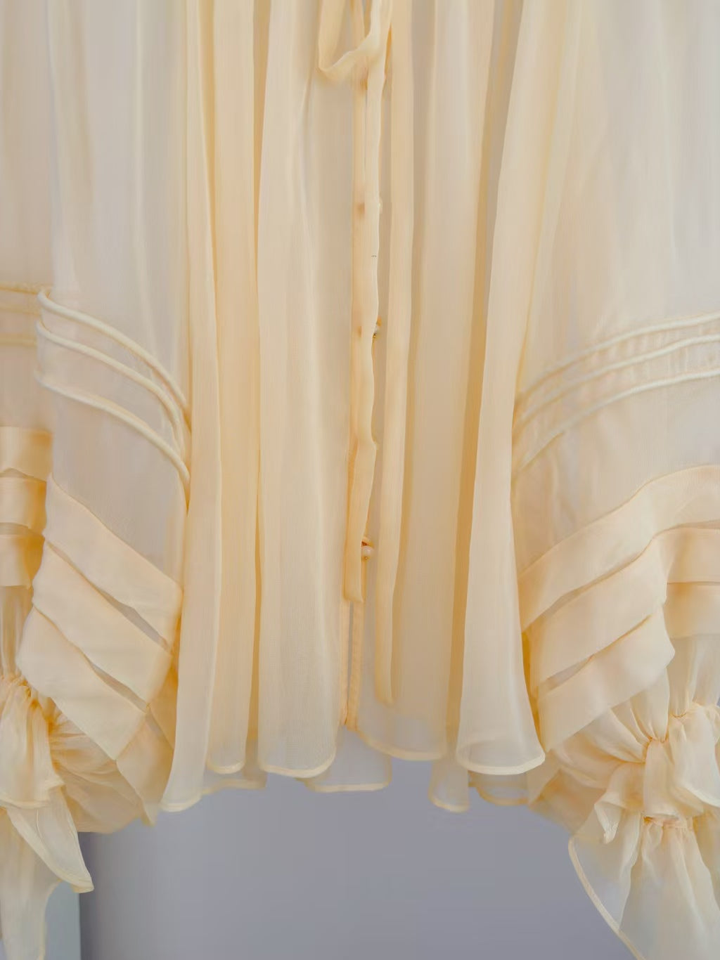 CHLOE TWO-PIECE SET OF RUFFLE-NECK BLOUSE AND CAMISOLE TOP