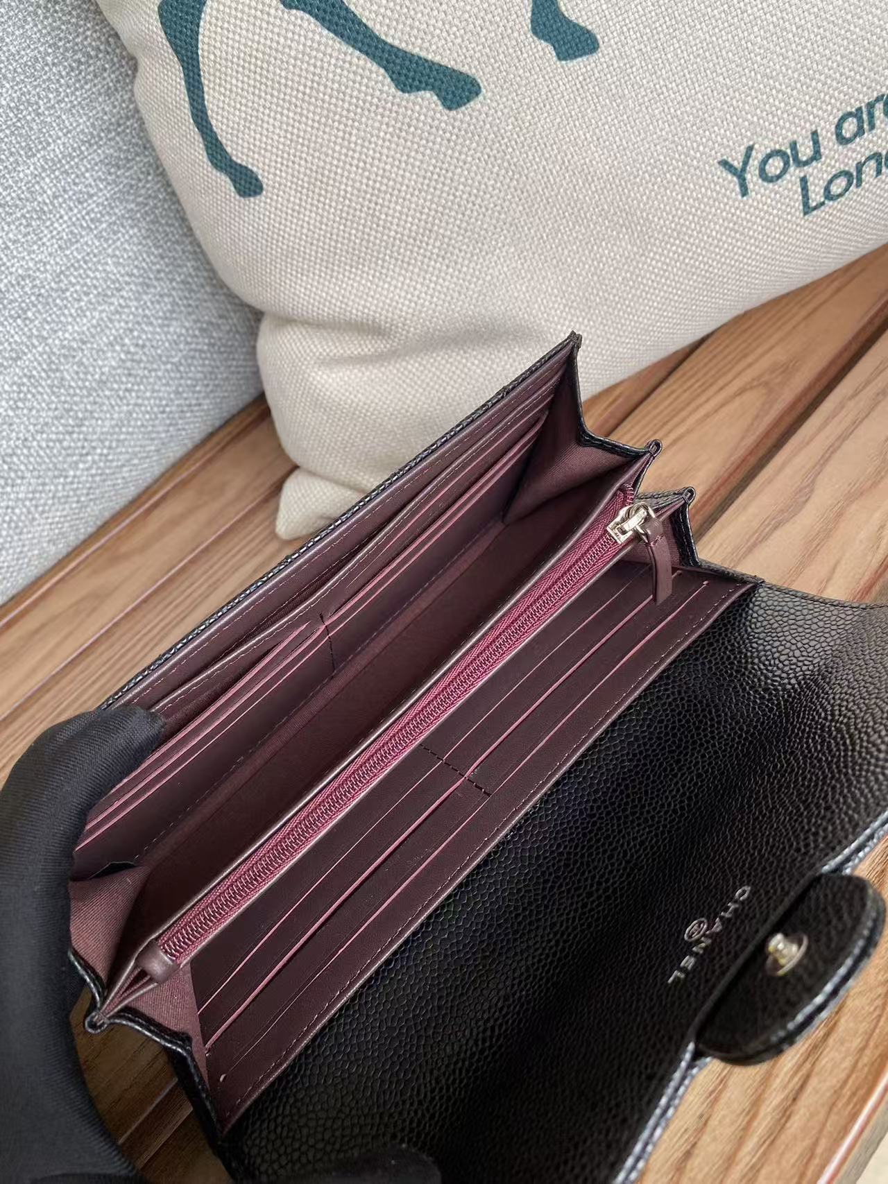CHANEL CLASSIC FLAP LONG WALLET 19 IN BLACK CALFSKIN