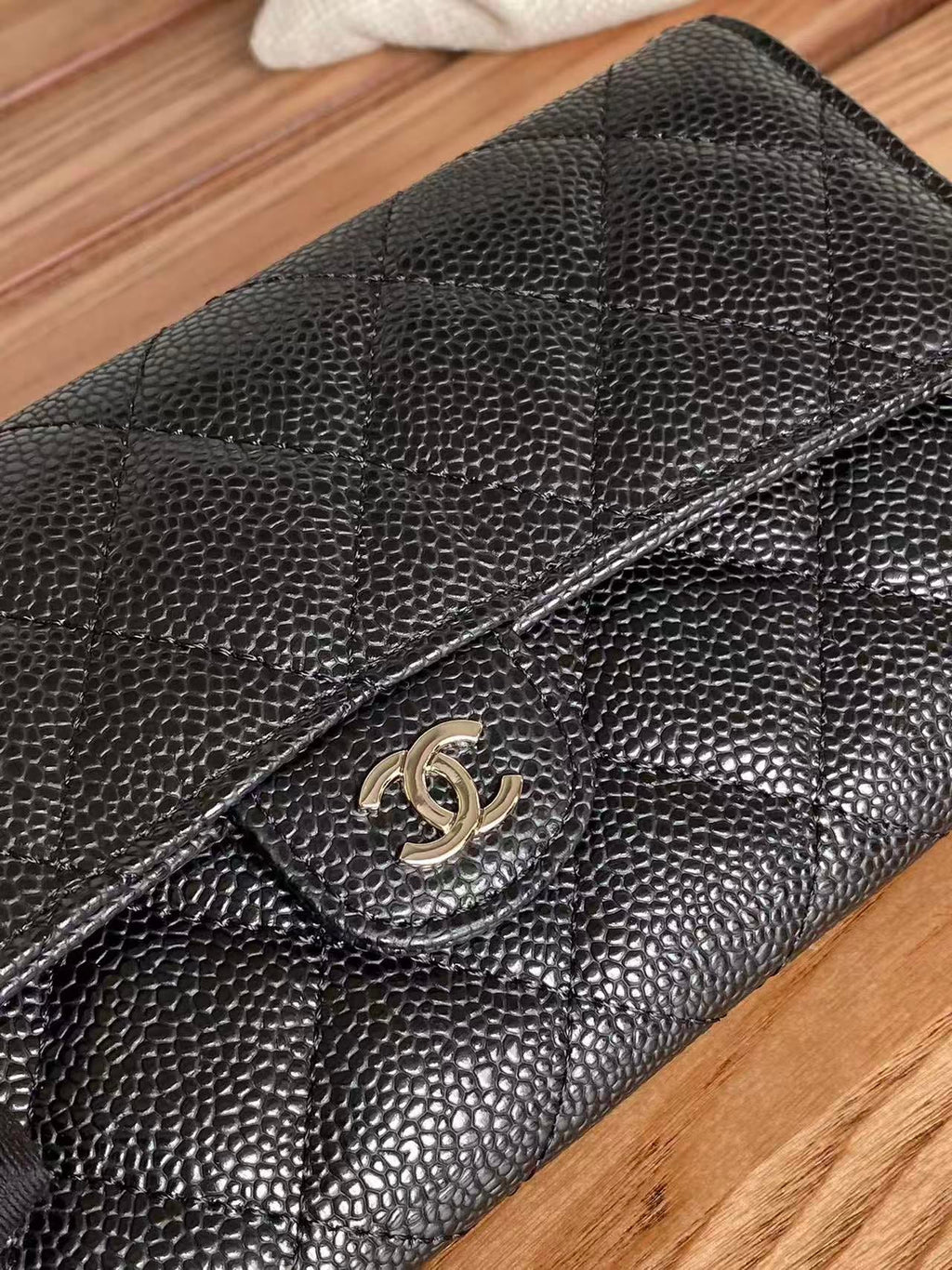 CHANEL CLASSIC FLAP LONG WALLET 19 IN BLACK CALFSKIN