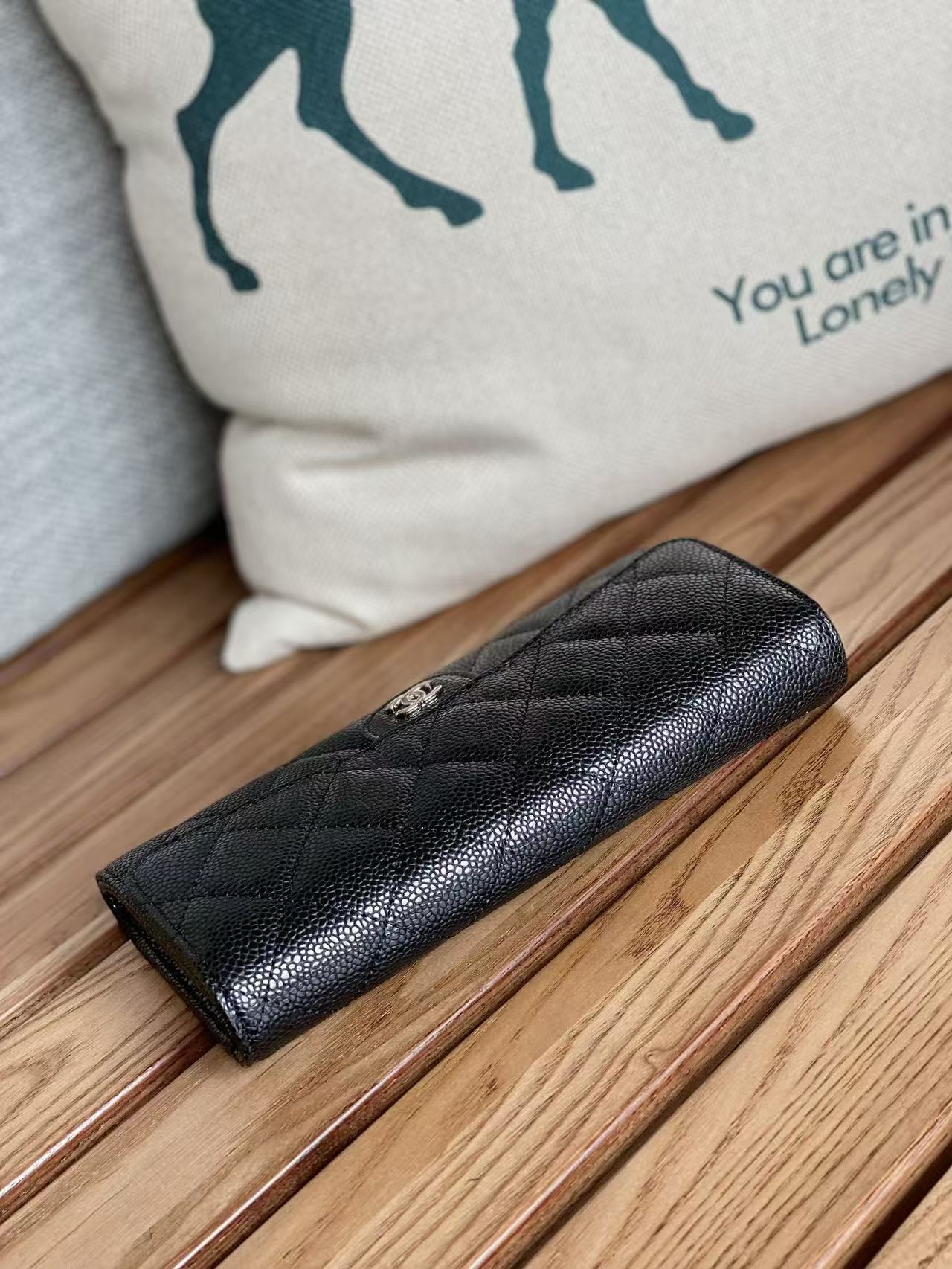 CHANEL CLASSIC FLAP LONG WALLET 19 IN BLACK CALFSKIN