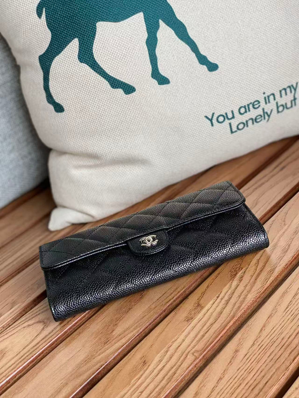 CHANEL CLASSIC FLAP LONG WALLET 19 IN BLACK CALFSKIN