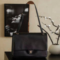 CHANEL MAXI FLAP BAG 33 IN BLACK GRAINED CALFSKIN