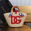 D&G HANDBAG 35 IN BEIGE MIX RED RAFFIA