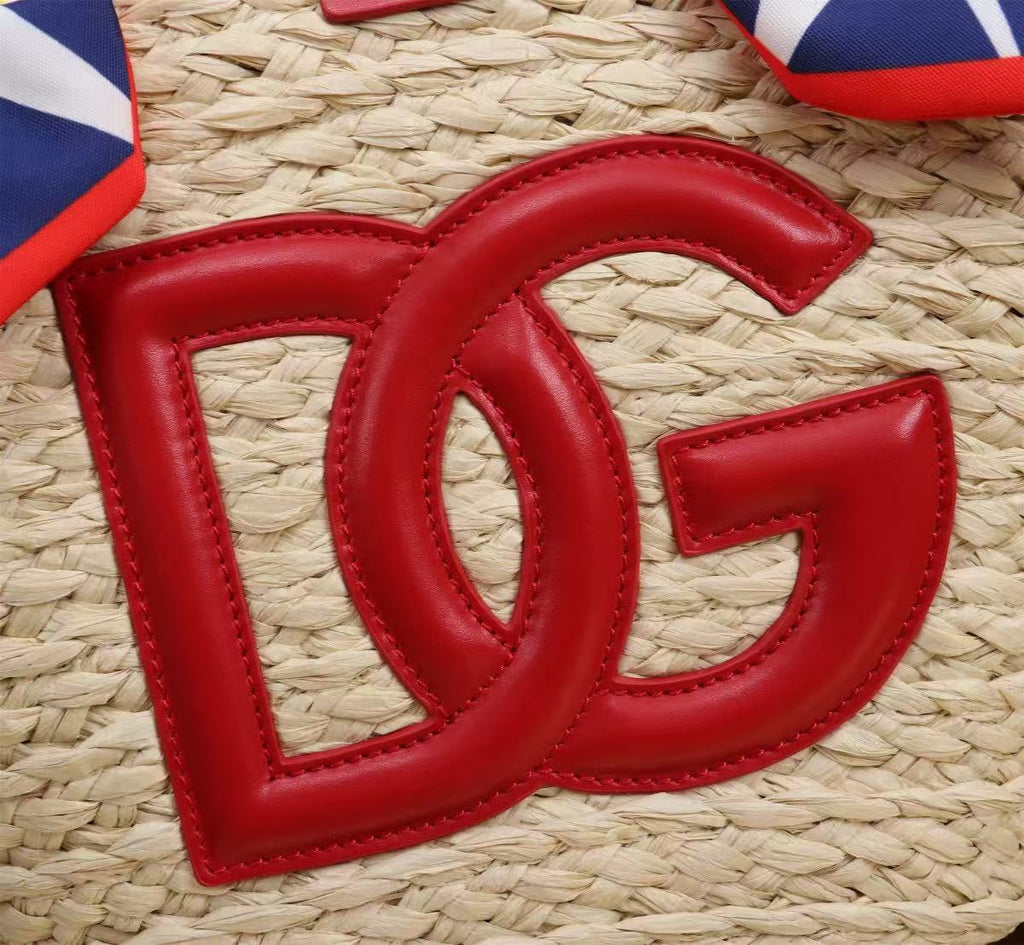 D&G HANDBAG 35 IN BEIGE MIX RED RAFFIA