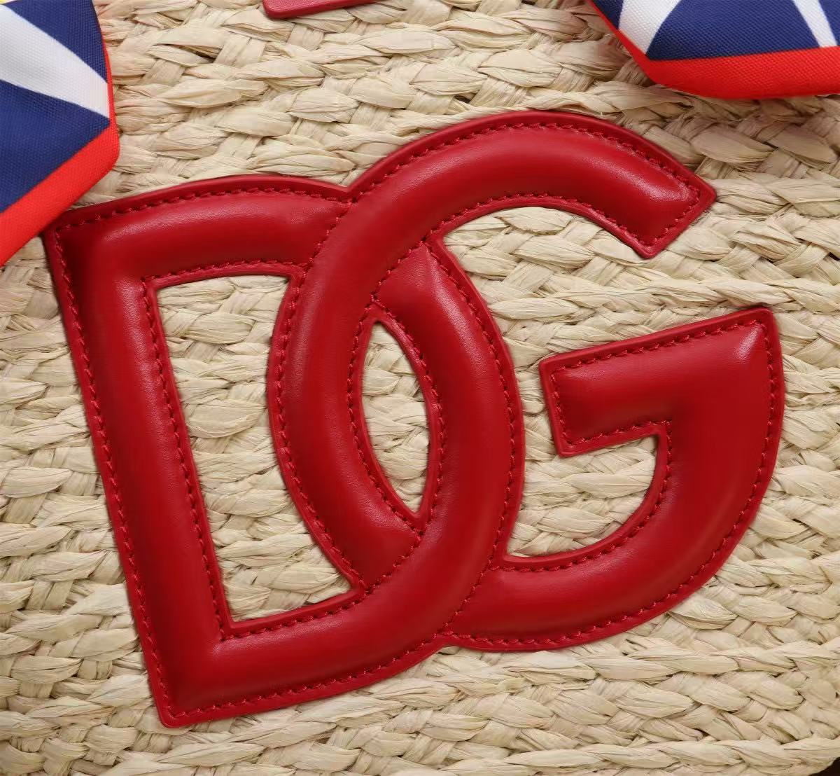 D&G HANDBAG 35 IN BEIGE MIX RED RAFFIA