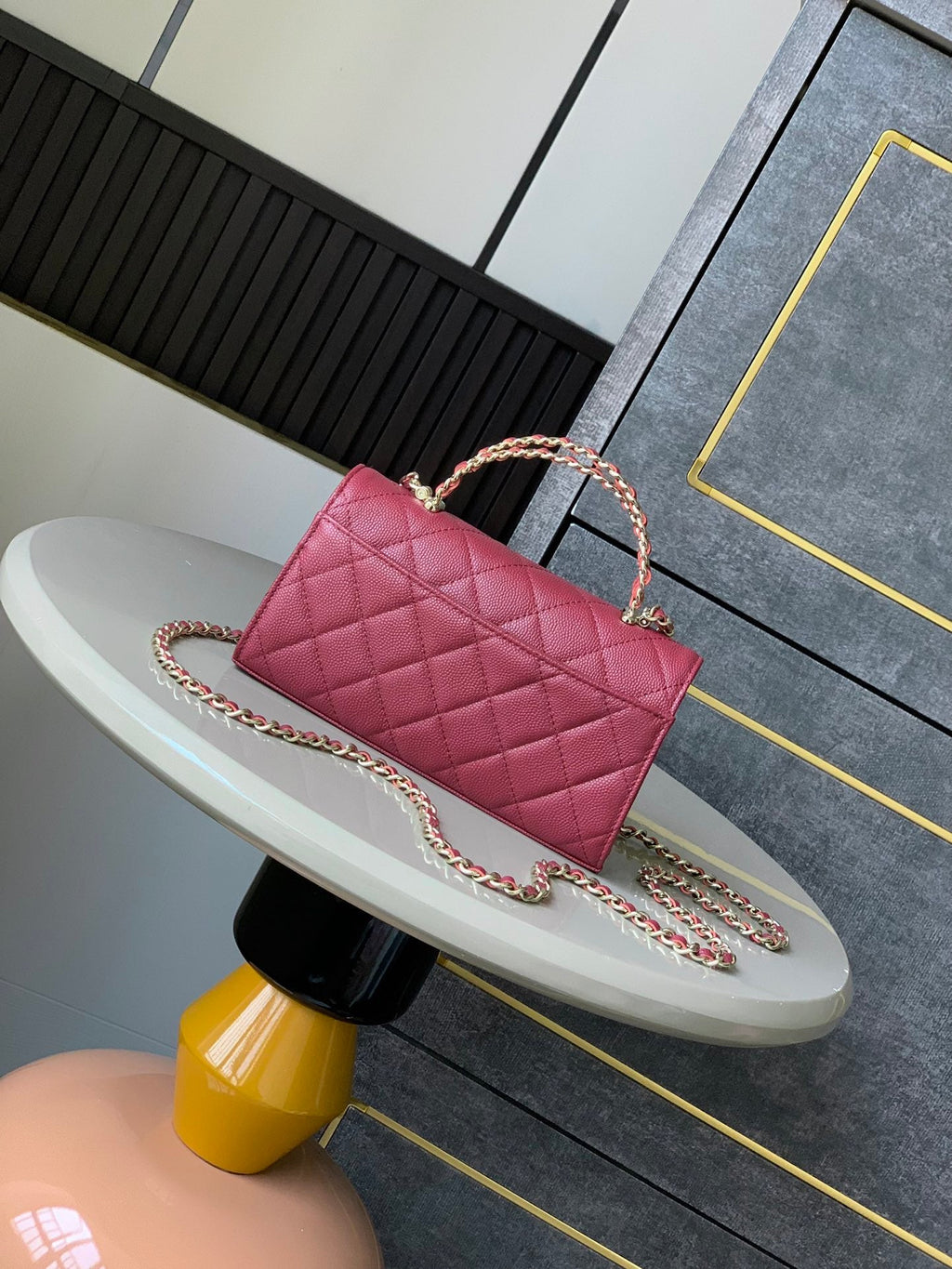 CHANEL FLAP BAG 18 IN BURGUNDY RED QUILTED CALFSKIN