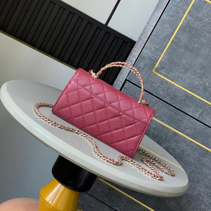 CHANEL FLAP BAG 18 IN BURGUNDY RED QUILTED CALFSKIN