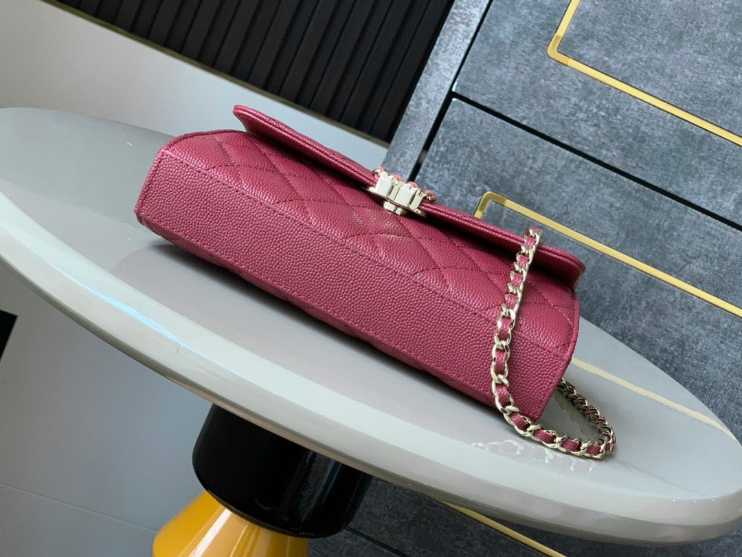 CHANEL FLAP BAG 18 IN BURGUNDY RED QUILTED CALFSKIN