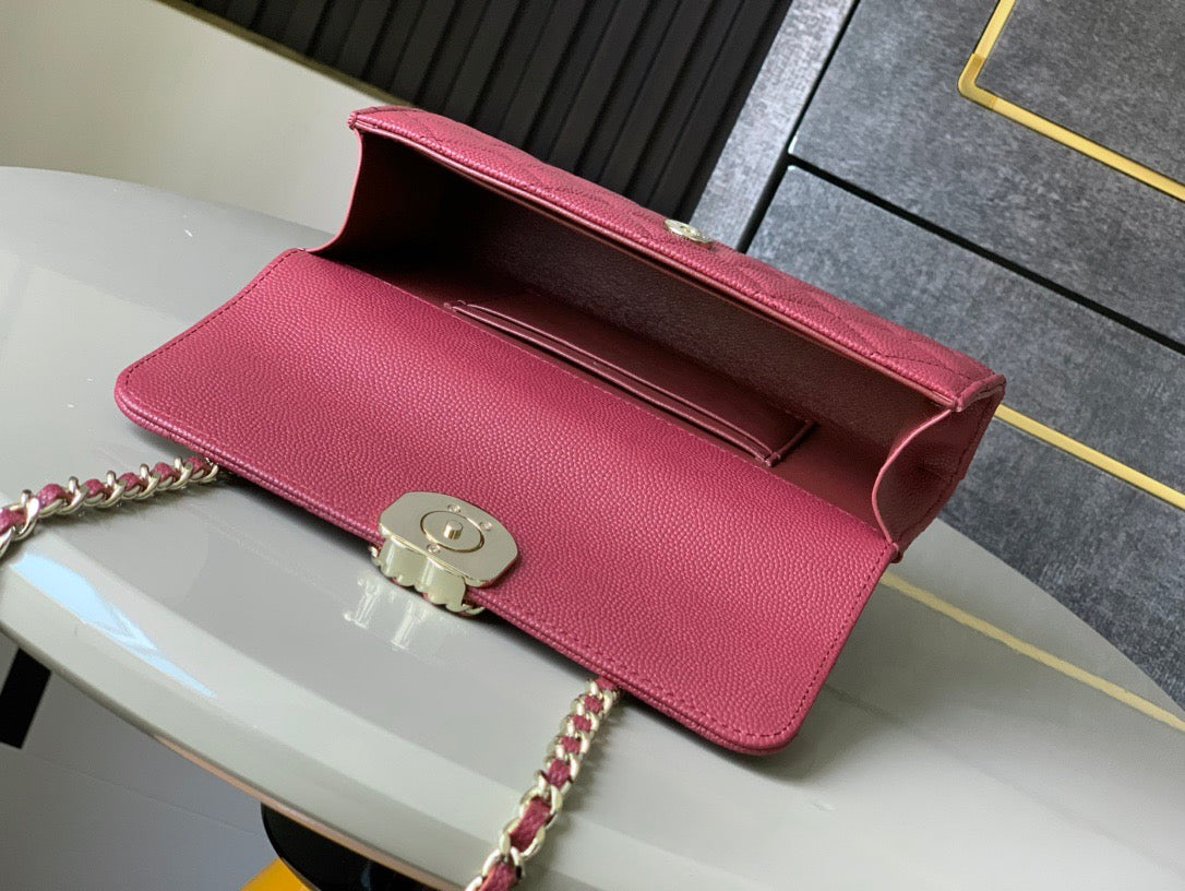 CHANEL FLAP BAG 18 IN BURGUNDY RED QUILTED CALFSKIN