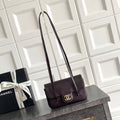 CHANEL SMALL FLAP BAG 17 IN BROWN GRAINED CALFSKIN GOLD HARDWARE