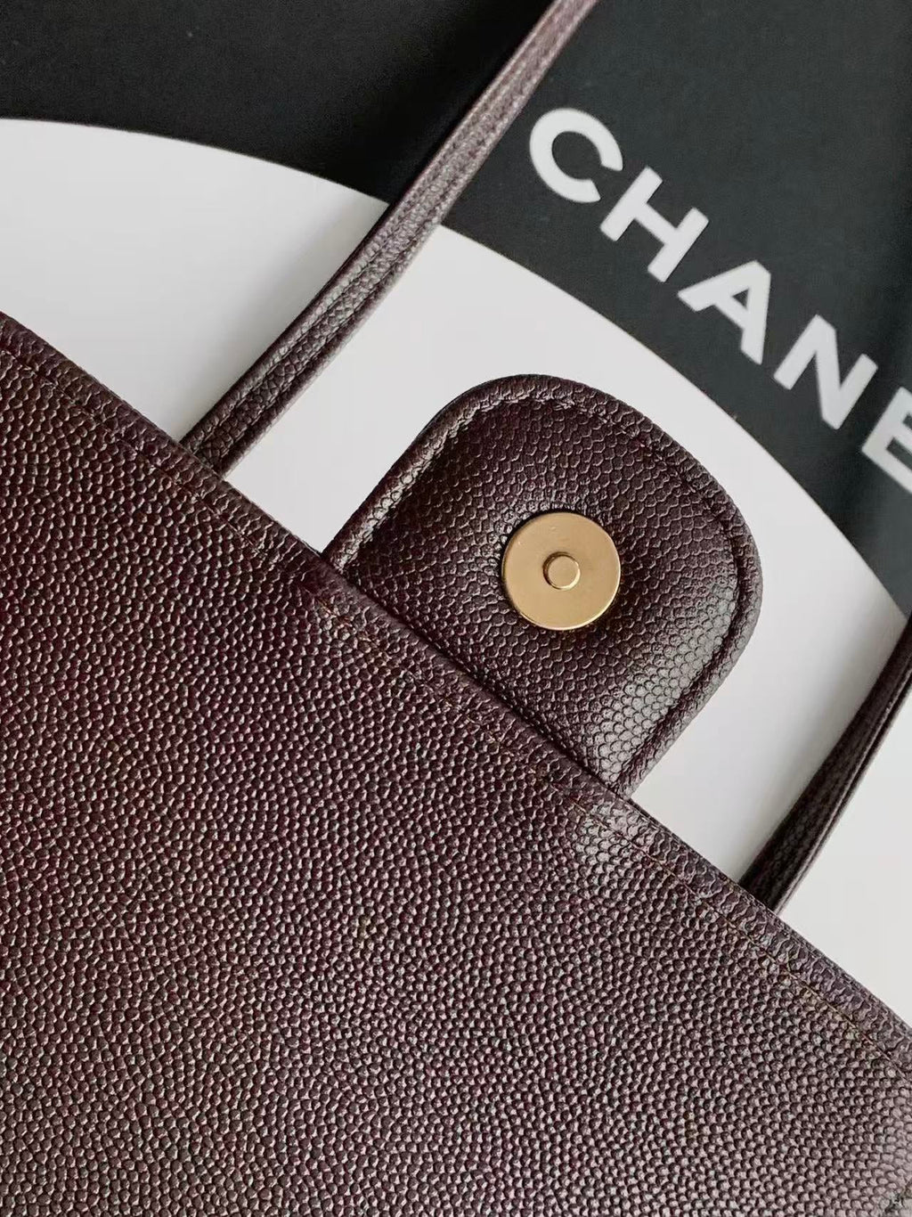 CHANEL SMALL FLAP BAG 17 IN BROWN GRAINED CALFSKIN GOLD HARDWARE