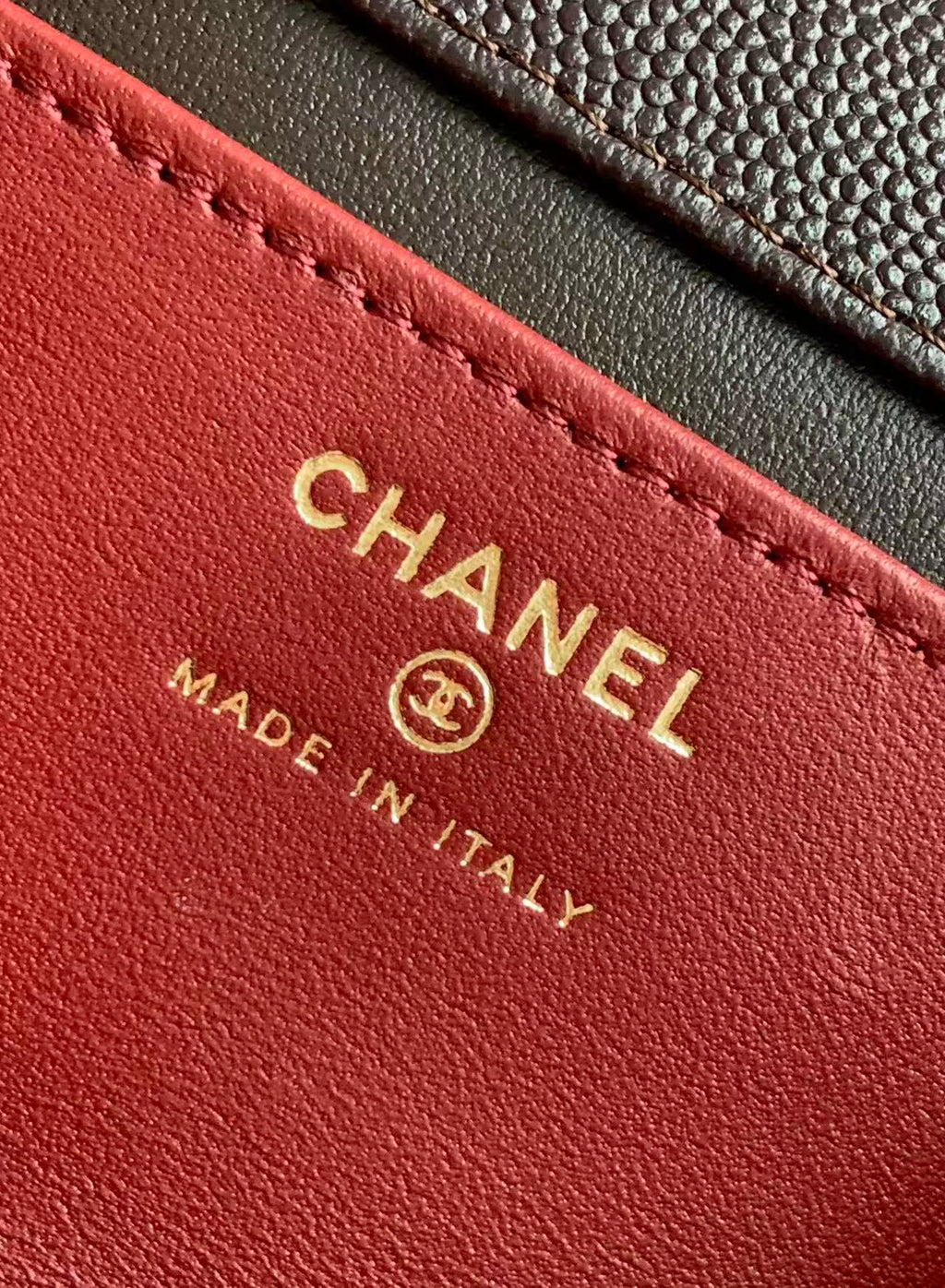 CHANEL SMALL FLAP BAG 17 IN BROWN GRAINED CALFSKIN GOLD HARDWARE