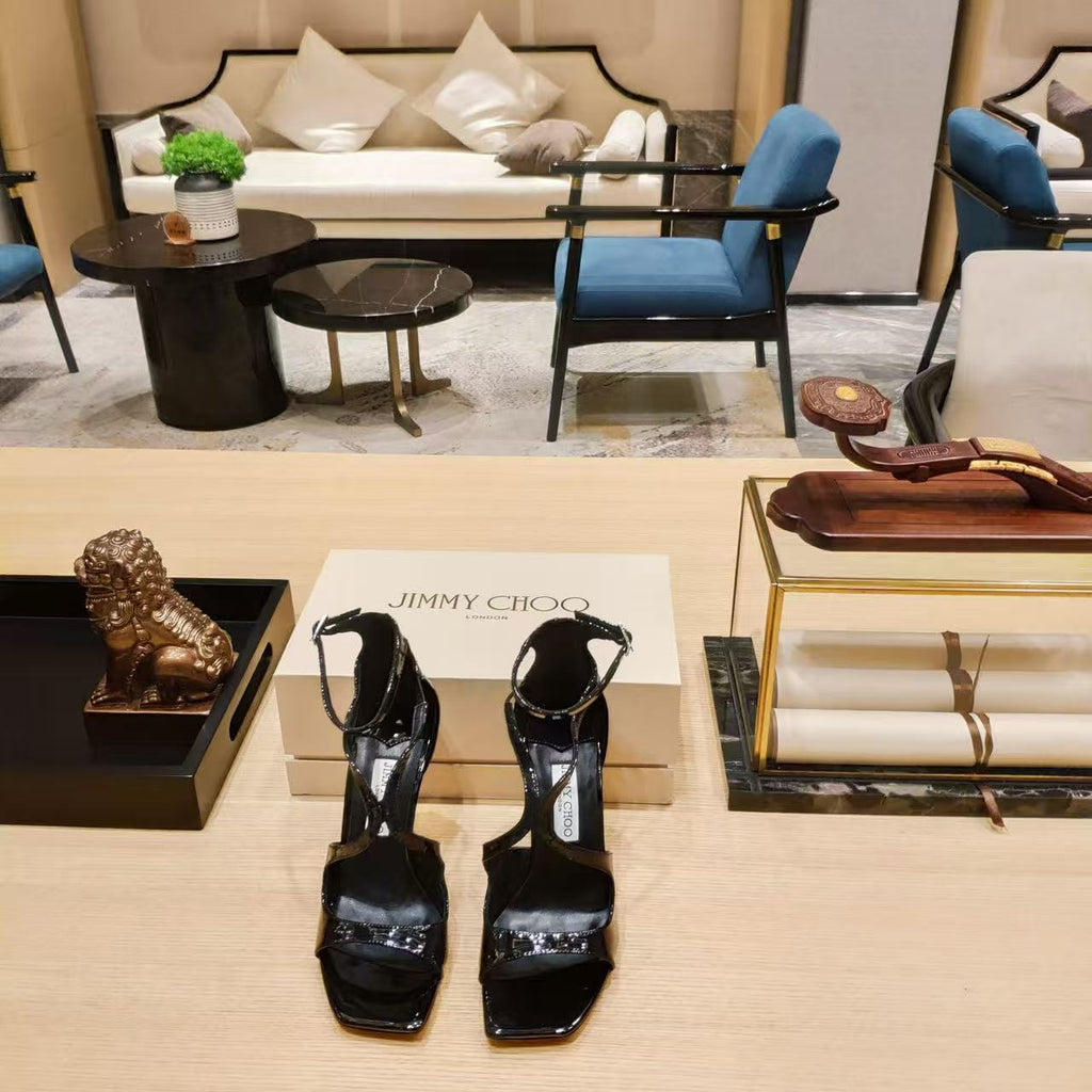 JIMMY CHOO AZIA HIGH HEELS IN BLACK CALFSKIN