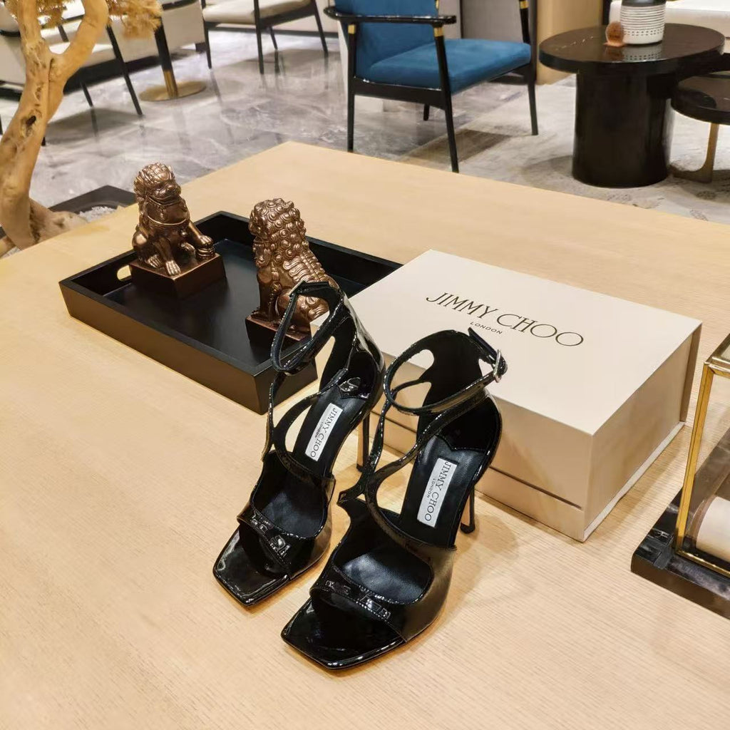 JIMMY CHOO AZIA HIGH HEELS IN BLACK CALFSKIN