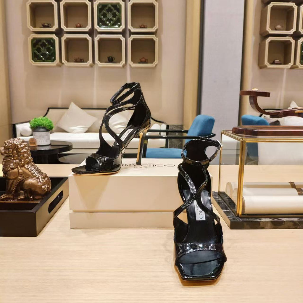 JIMMY CHOO AZIA HIGH HEELS IN BLACK CALFSKIN
