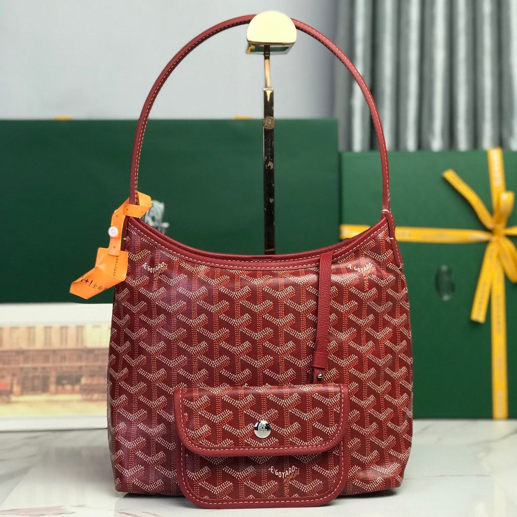 GOYARD BOHEME HOBO BAG 26 IN RED GOYARDINE CANVAS