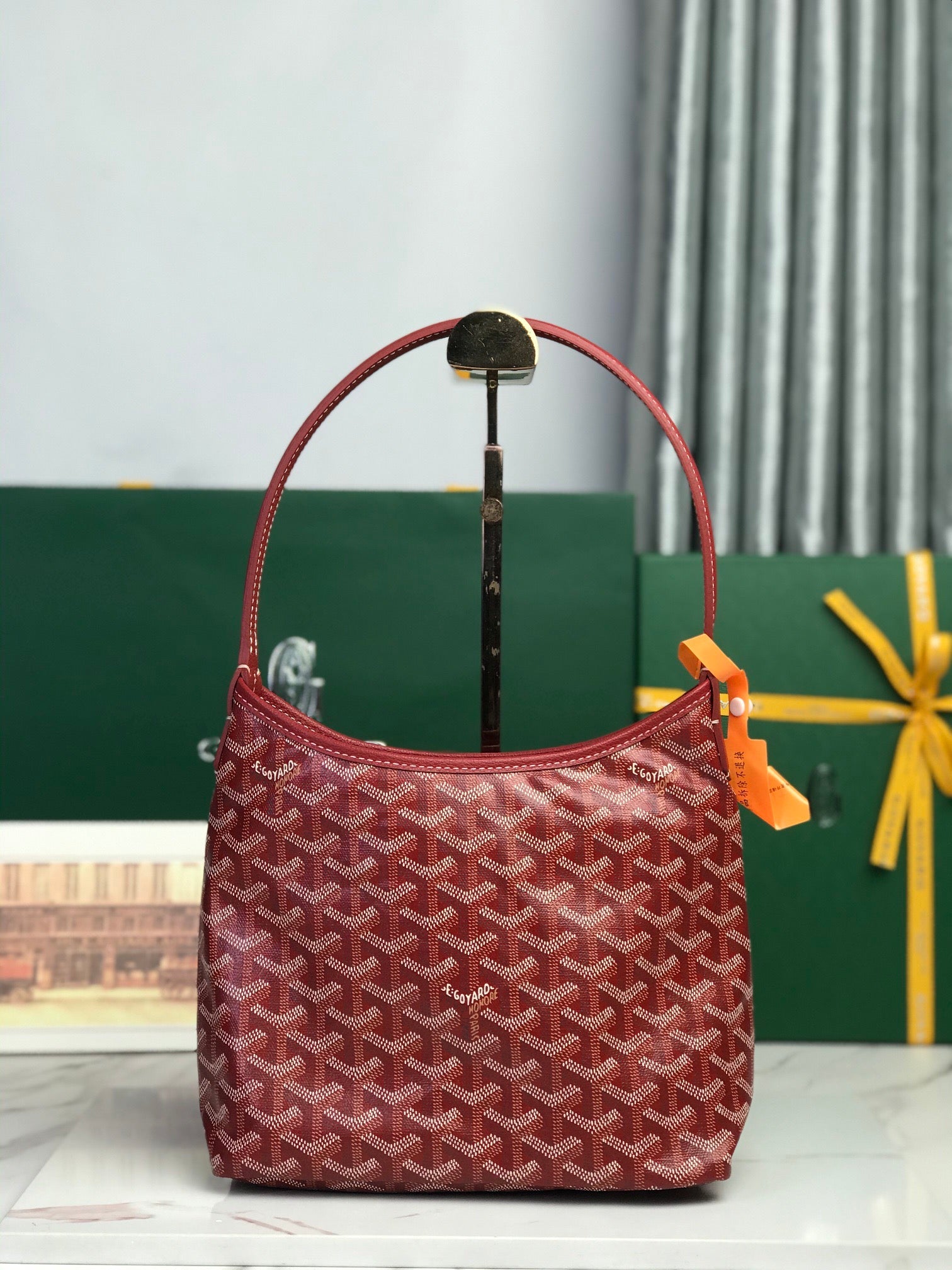 GOYARD BOHEME HOBO BAG 26 IN RED GOYARDINE CANVAS