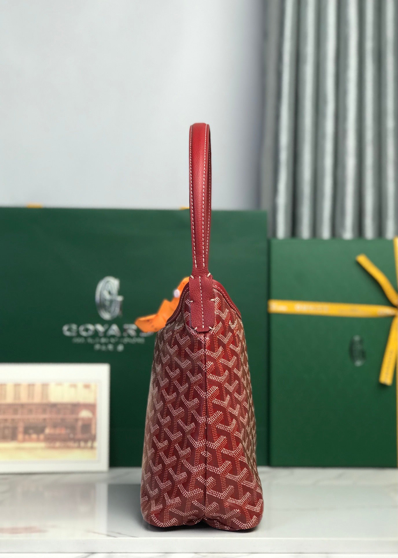 GOYARD BOHEME HOBO BAG 26 IN RED GOYARDINE CANVAS