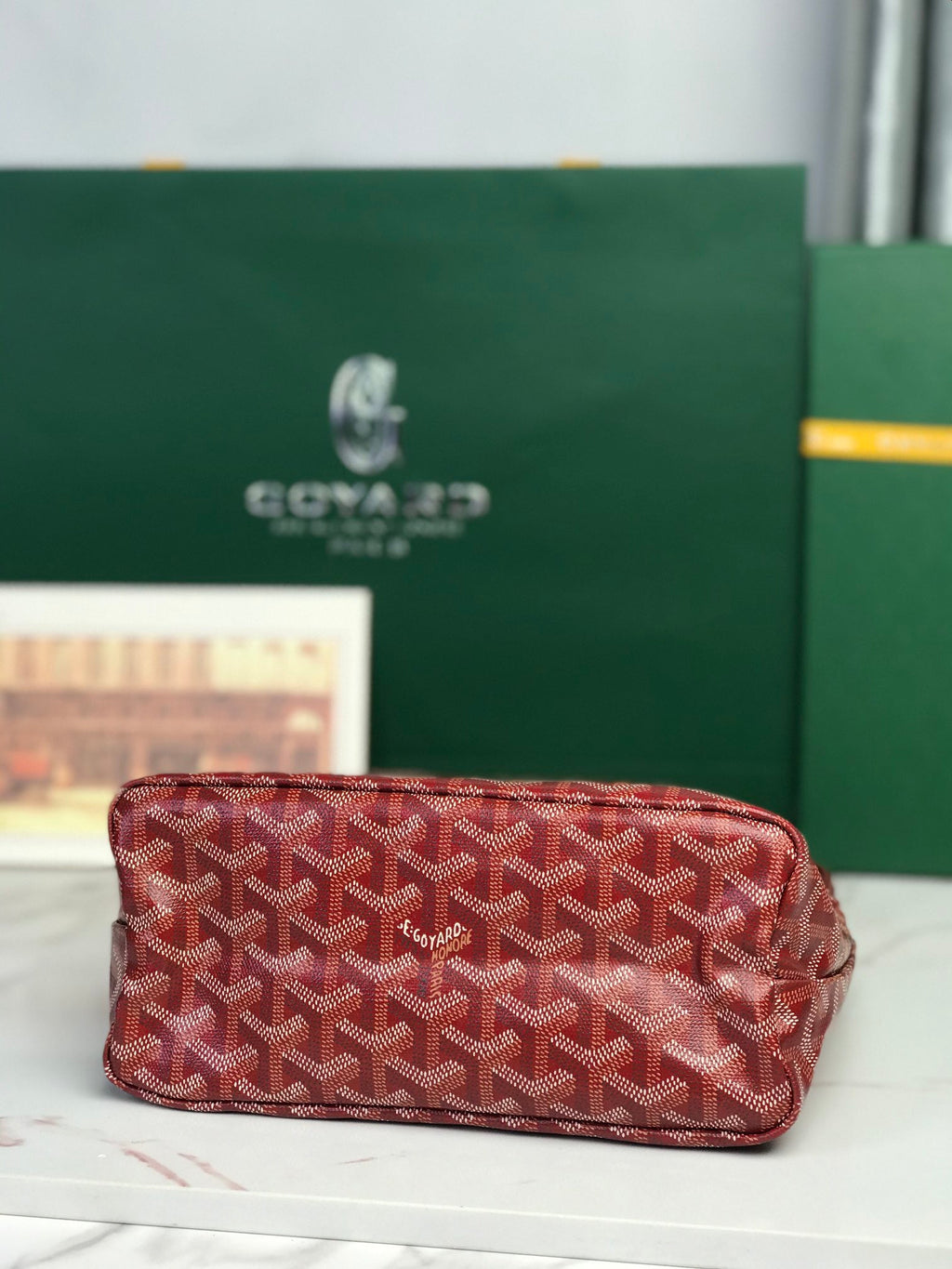 GOYARD BOHEME HOBO BAG 26 IN RED GOYARDINE CANVAS