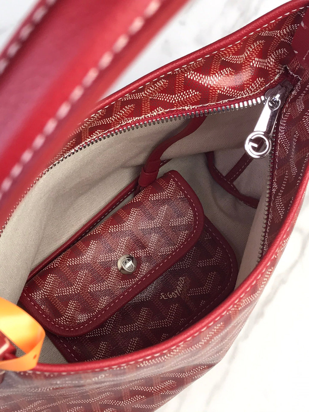 GOYARD BOHEME HOBO BAG 26 IN RED GOYARDINE CANVAS