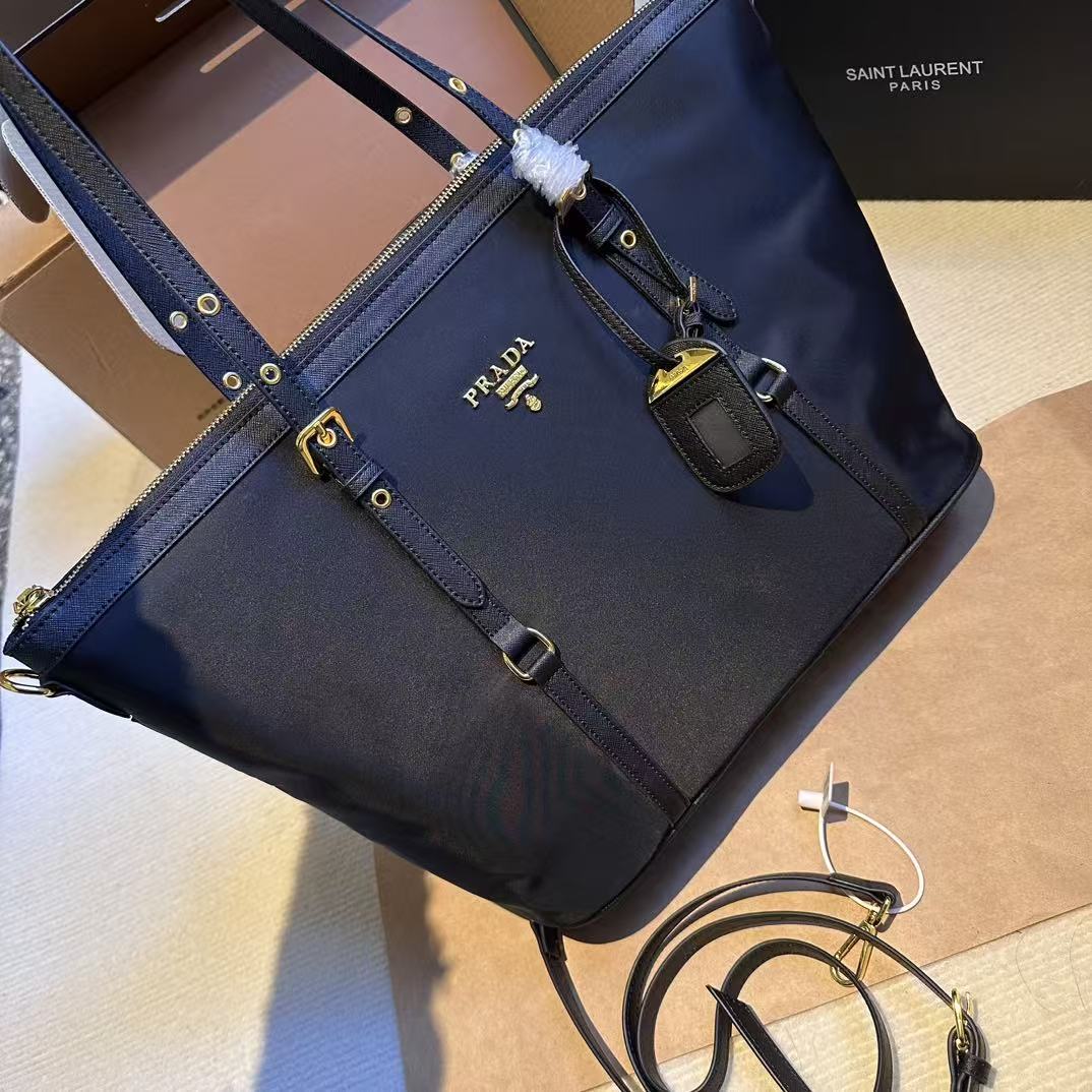 PRADA TESSUTO TOTE BAG RENYLON IN NAVY BLUE
